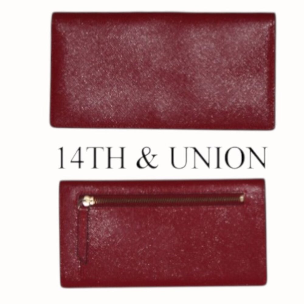 14th & Union Red Leather Wallet with Pink Interior- Excellent Condition